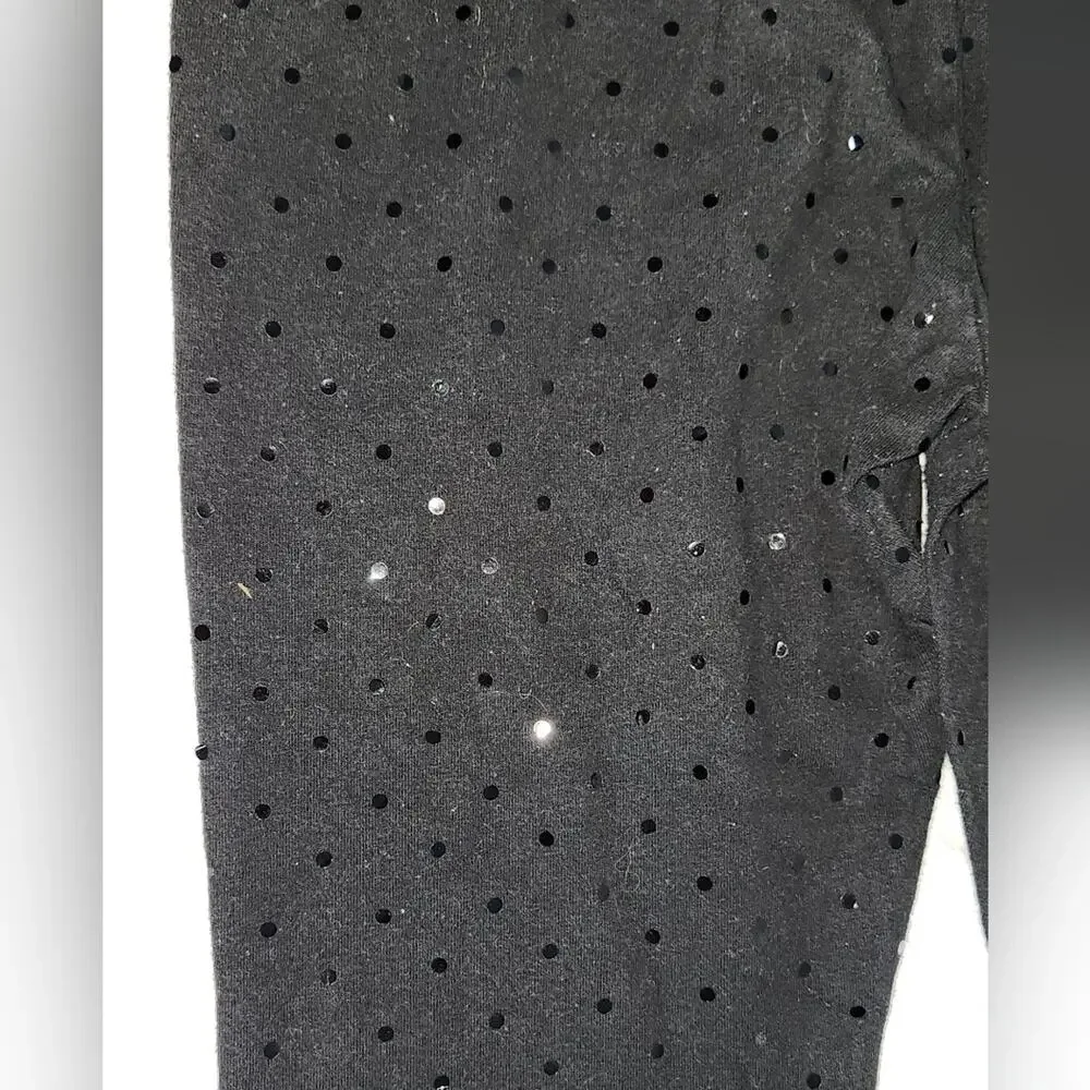 Girl's Textured Leggings | Children's Place | polka dot | Size 14 | Black